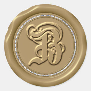 Adesivo *~* Letra B Diamond Círculo DOURADO Cera Saquinho
