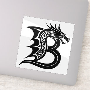 Adesivo Letra B Estilizada com Dragão, Alfabeto de Dragão,