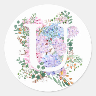 Adesivo Letra botânica u hydrangea