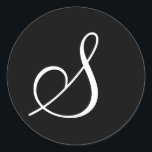 Adesivo Letra branca escura monograma - selos de casamento<br><div class="desc">Letra Negra Monograma Selos De Casamento Para Envelopes De Convite</div>