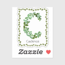 Letra C Botânica & Clover verde folhas Monograma