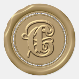 Adesivo *~* Letra C Diamond Círculo DOURADO Cera Saquinho
