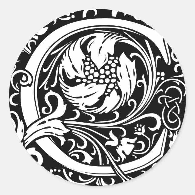 Adesivo Letra C Monograma Medieval Art Nouveau (Frente)