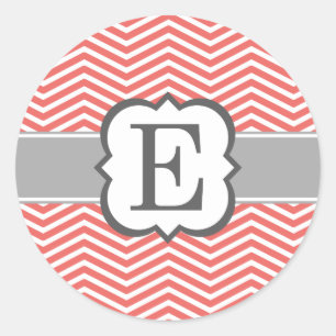 Adesivo Letra Coral White Monograma E Chevron