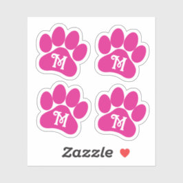 Adesivo Letra Curly Personalizada Paw Vinil Rosa Quente