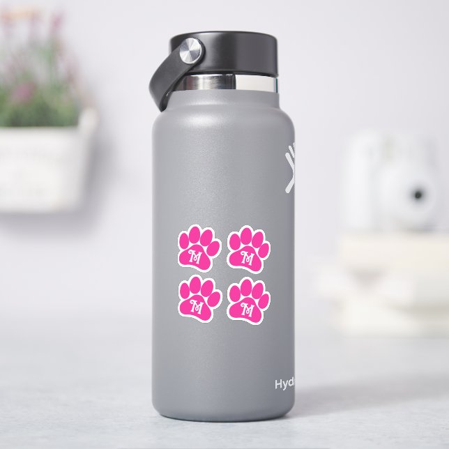 Adesivo Letra Curly Personalizada Paw Vinil Rosa Quente (HidroFlask)