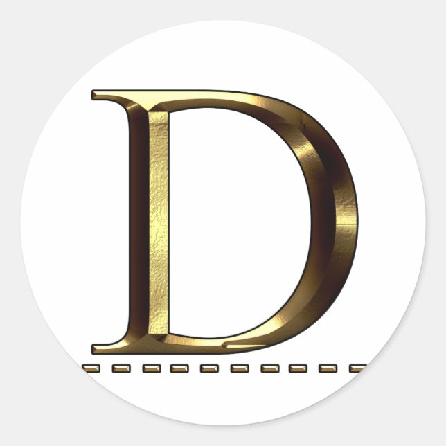 Adesivo letra D dourada monograma (Frente)