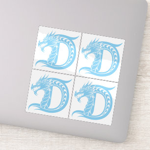 Adesivo Letra D Estilizada com Dragão, Alfabeto de Dragão,