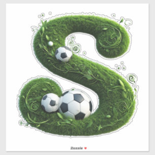 Adesivo Letra de Grama Moldada Com Bolas de Futebol