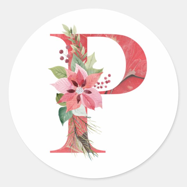 Adesivo Letra de natal Watercolor P (Frente)