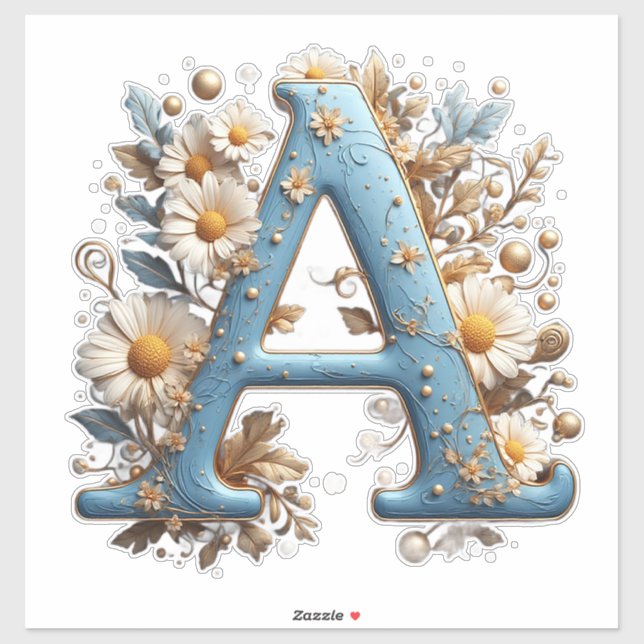 Adesivo Letra Decorativa A Com Esmalte Azul (Folha)