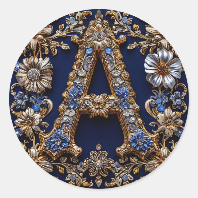 Adesivo Letra Dourada "A" Presente Personalizado, Romântic (Frente)