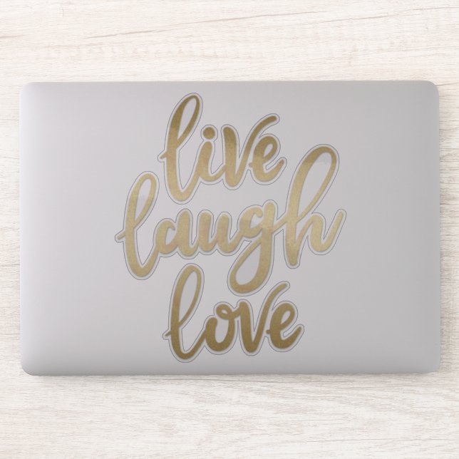Adesivo Letra Dourada Faux Laugh Live Laugh Love (Computador)