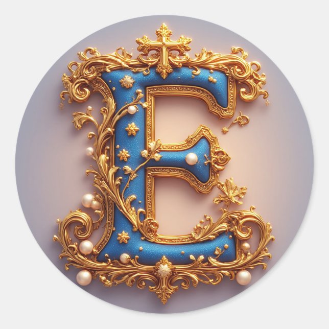 Adesivo Letra E Azul Ornata (Frente)