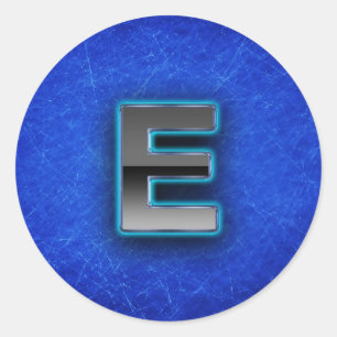 Adesivo Letra E - edição azul de néon