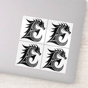 Adesivo Letra E Estilizada com Dragão, Alfabeto de Dragão,
