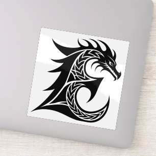 Adesivo Letra E Estilizada com Dragão, Alfabeto Dragão, Mo