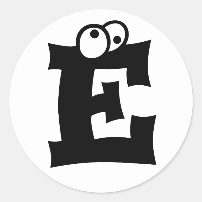 Adesivo Letra E globos oculares em alfabeto por Janz White (Frente)