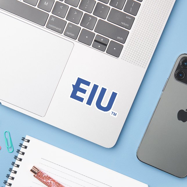 Adesivo Letra EIU em bloco (Notebook com iPhone)