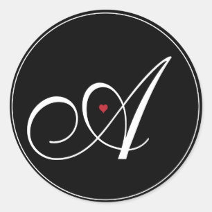 Adesivo Letra elegante A do monograma com coração