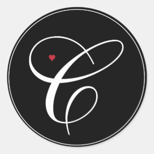 Adesivo Letra elegante C do monograma com coração