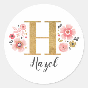 Adesivo Letra Elegante Floral Rosa Monograma Inicial H