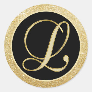 Adesivo Letra Elegante Monograma L Selos Dourados com Larg