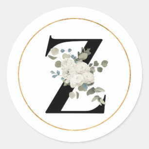 Adesivo Letra escura branca esbranquiçada monograma Z em 