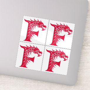 Adesivo Letra F Estilizada com Dragão, Alfabeto de Dragão,