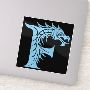 Adesivo Letra F Estilizada com Dragão, Alfabeto de Dragão,