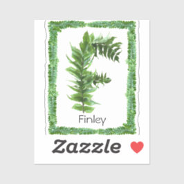 Adesivo Letra F Monograma Inicial Fern Verde