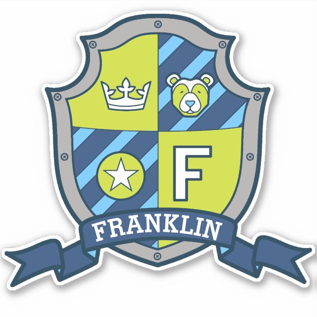 Adesivo Letra F nome personalizado Franklin cavaleiros cri (Frente)