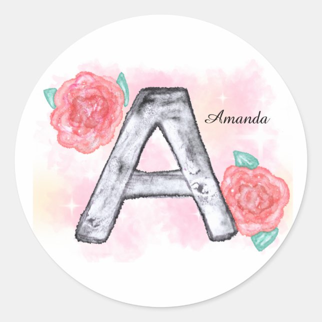 Adesivo Letra Floral A de Aquarela (Frente)
