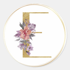 Adesivo Letra Floral Dourada E Monograma Selo