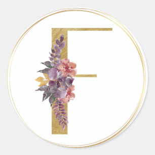 Adesivo Letra Floral Dourada F Monograma Selo