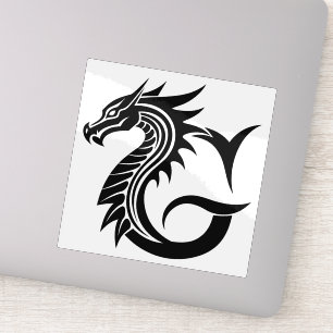 Adesivo Letra G Estilizada com Dragão, Alfabeto de Dragão,