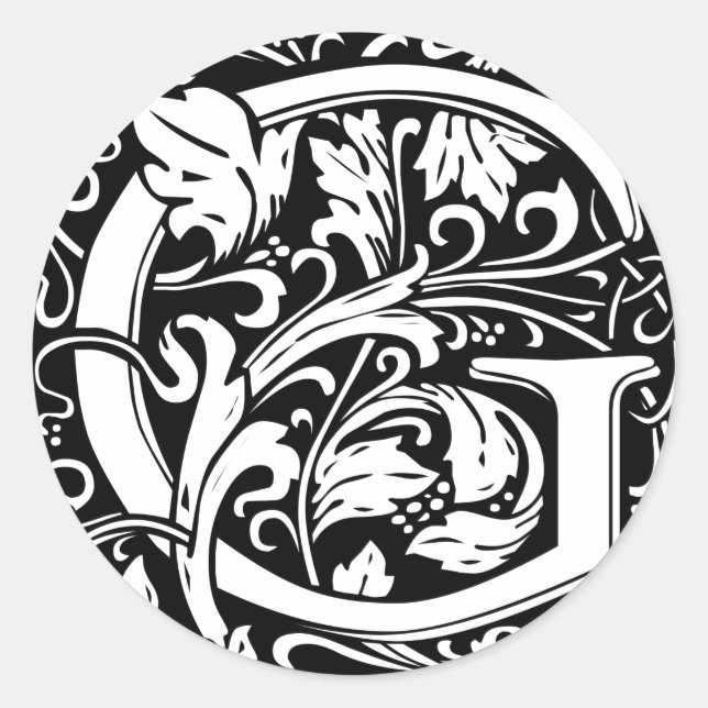 Adesivo Letra G Monograma Medieval Art Nouveau (Frente)