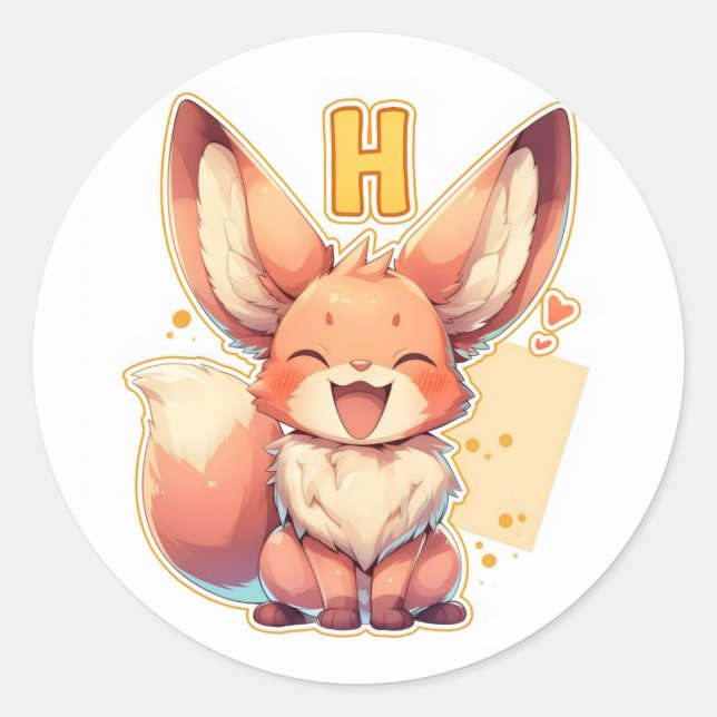 Adesivo Letra H Anime Cute (Frente)