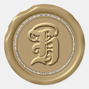 Adesivo *~* Letra H Diamond Círculo DOURADO Cera com Ades