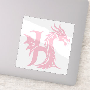 Adesivo Letra H Estilizada com Dragão, Alfabeto de Dragão,