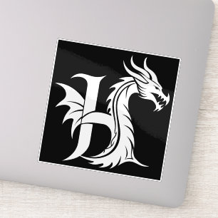 Adesivo Letra H Estilizada com Dragão, Alfabeto de Dragão,