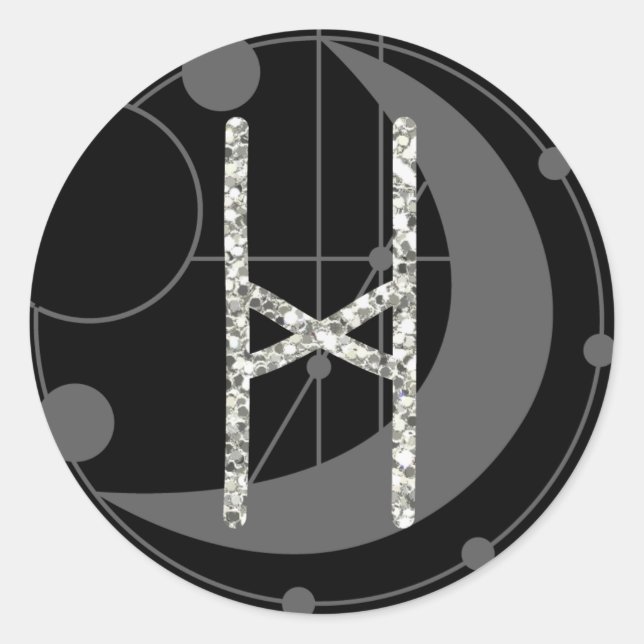 Adesivo Letra H Rune Runograma Monograma Geométrico Lua Pr (Frente)