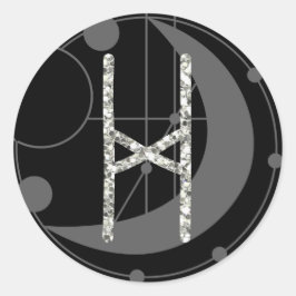 Adesivo Letra H Rune Runograma Monograma Geométrico Lua Pr