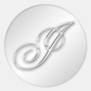 Adesivo Letra I: Faux inicial Faux prata monograma