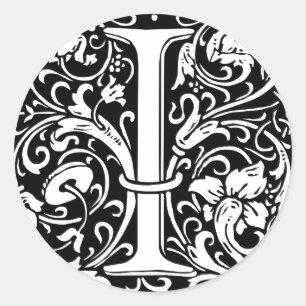 Adesivo Letra I Monograma Medieval Art Nouveau