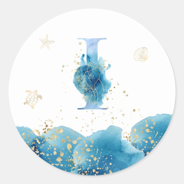 Adesivo *~* LETRA I - Sticker de envelopes de praia no Sea (Frente)