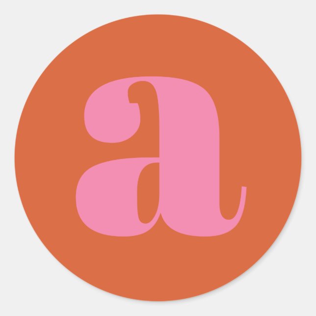 Adesivo Letra Inicial de Monograma Moderno Rosa e Laranja  (Frente)