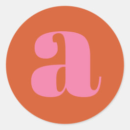 Adesivo Letra Inicial de Monograma Moderno Rosa e Laranja 