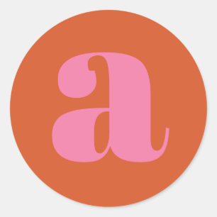 Adesivo Letra Inicial de Monograma Moderno Rosa e Laranja