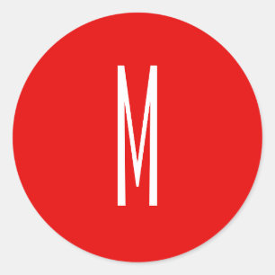 Adesivo Letra inicial Monograma Estilo moderno Branco verm